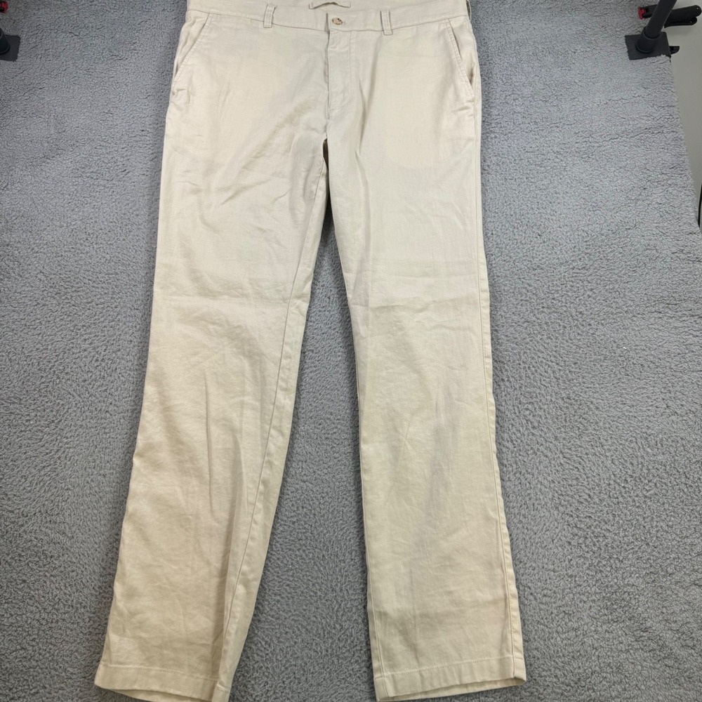 Duck Head Mens Beige Linen Cotton Blend Straight Leg Chino Pants 38x34 Khaki